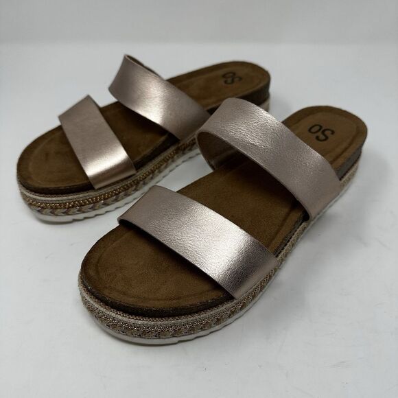 SO Shoes - SO Women's Rose Gold‎ 2 Strap High Sandals Size 8.5 ~ Kohls